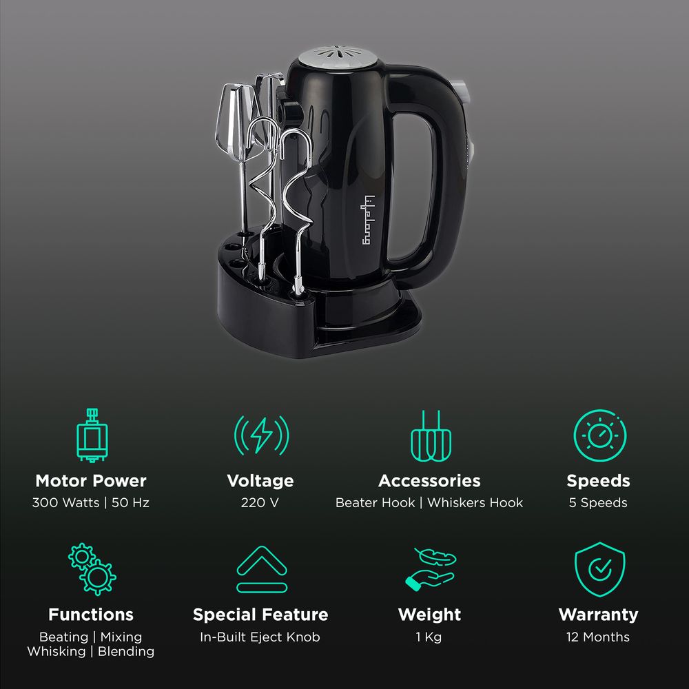 Buy Lifelong Regalia Plus 300 Watt 5 Speed Hand Mixer with 4